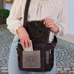 Sunsa women's messenger bag. Courier shape shoulder bag. Vintage style shoulder bag. Canvas handbag. Large crossbody bag for women.