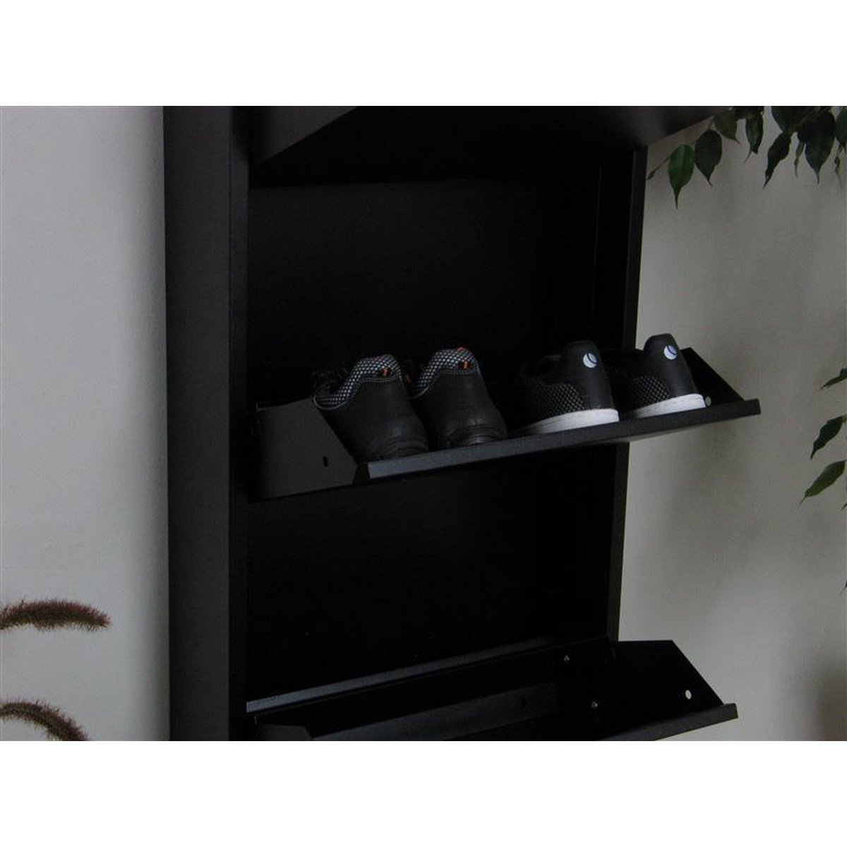 Naturn Living Meuble à chaussures en métal 6 portes - lot de 2 | 108 x 103 x 17 cm | Meuble à chaussures fonctionnel et compact pour un rangement élégant de votre collection de chaussures | Meuble à chaussures | noir mat