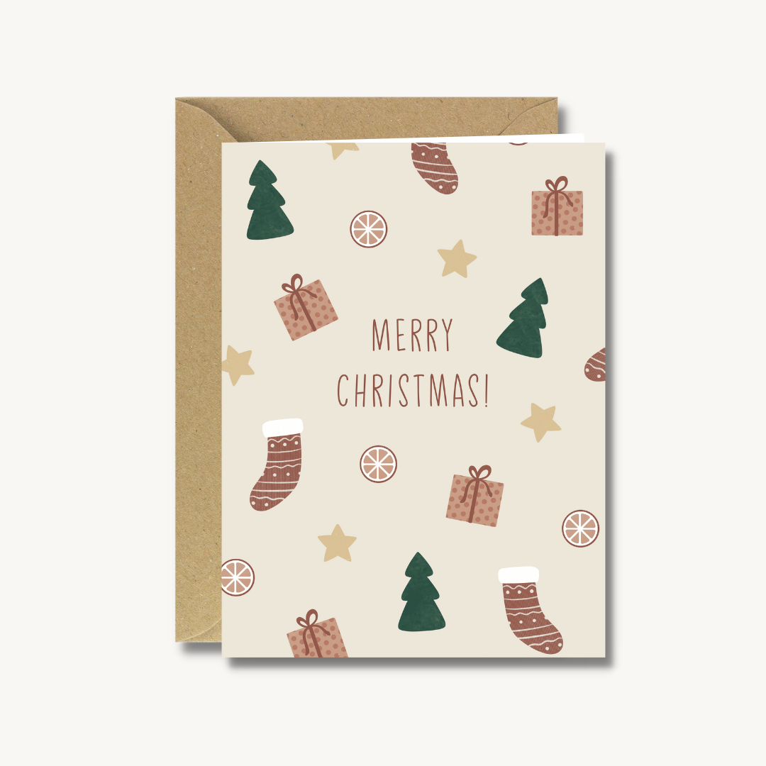 Kerstkaarten set van 5 - Merry Christmas