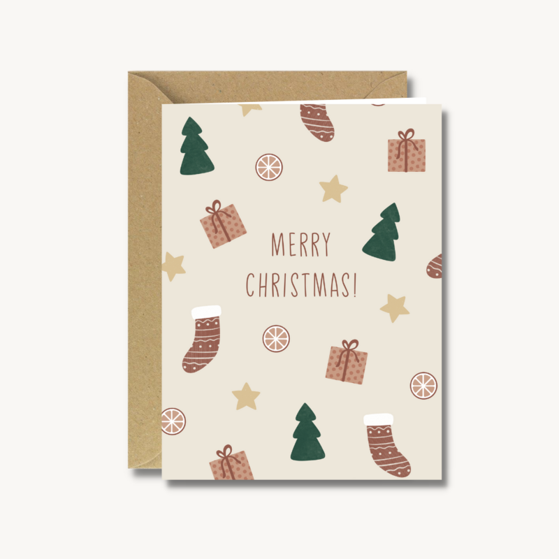 Kerstkaarten set van 5 - Merry Christmas