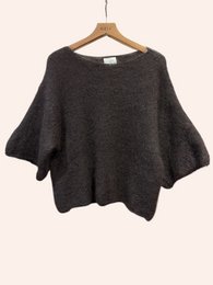 Pull col bateau manches 3/4 en 76% mohair et laine