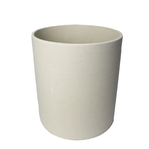 Runder Papierkorb Kunstleder creme Rochen Optik beschichtet 22xH28 cm 