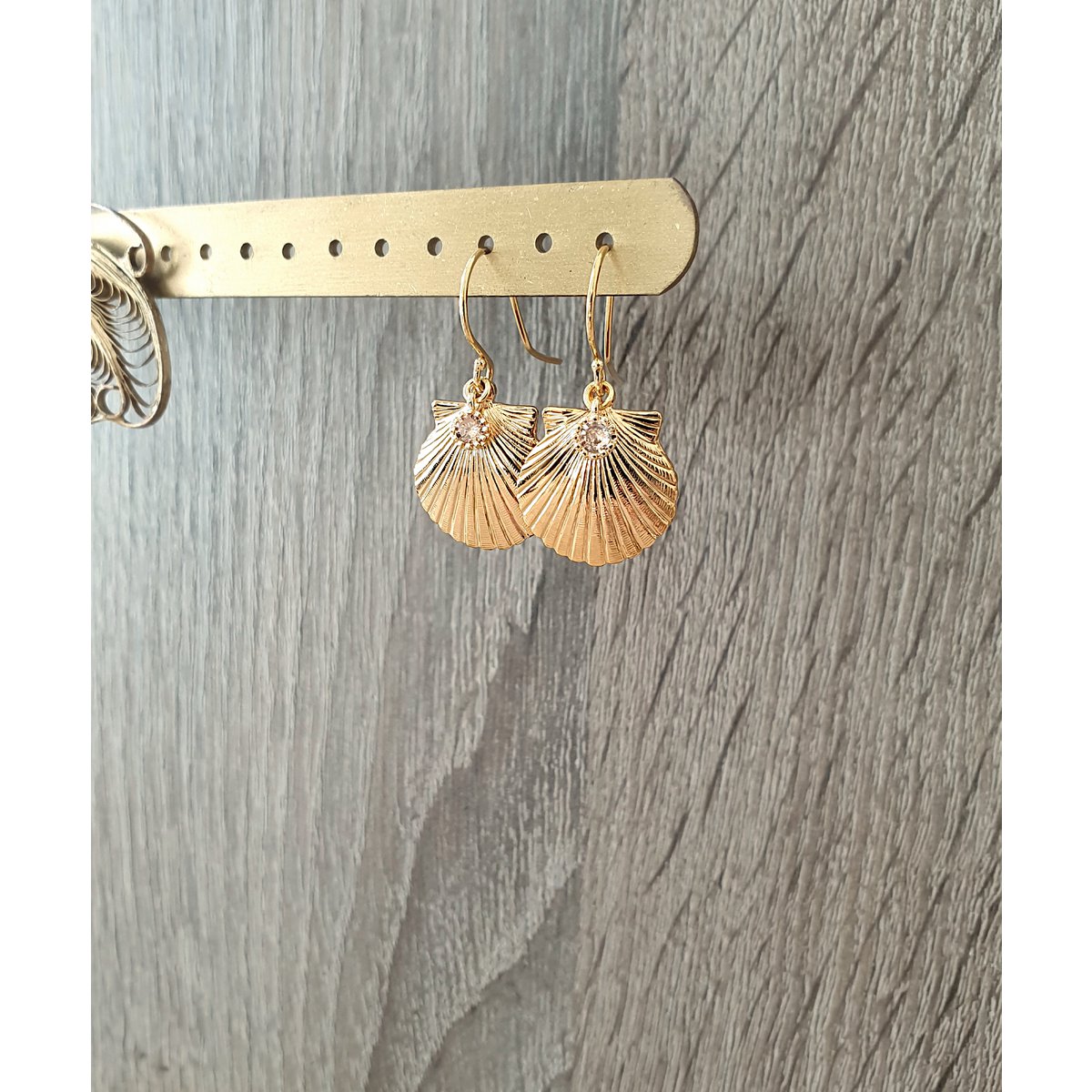 18K gold plated seashell earrings with crystals