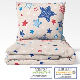 Beaver bed linen set 100x135cm stars in beige blue