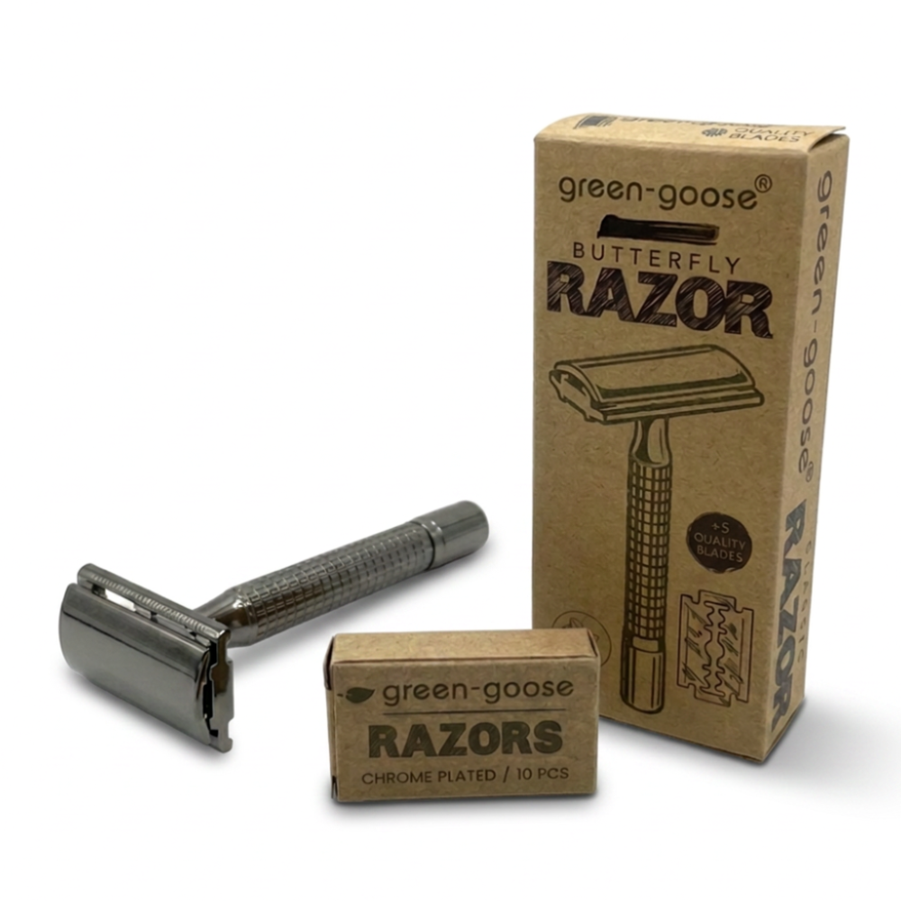 green-goose Klassisches Rasierset – Schwarz