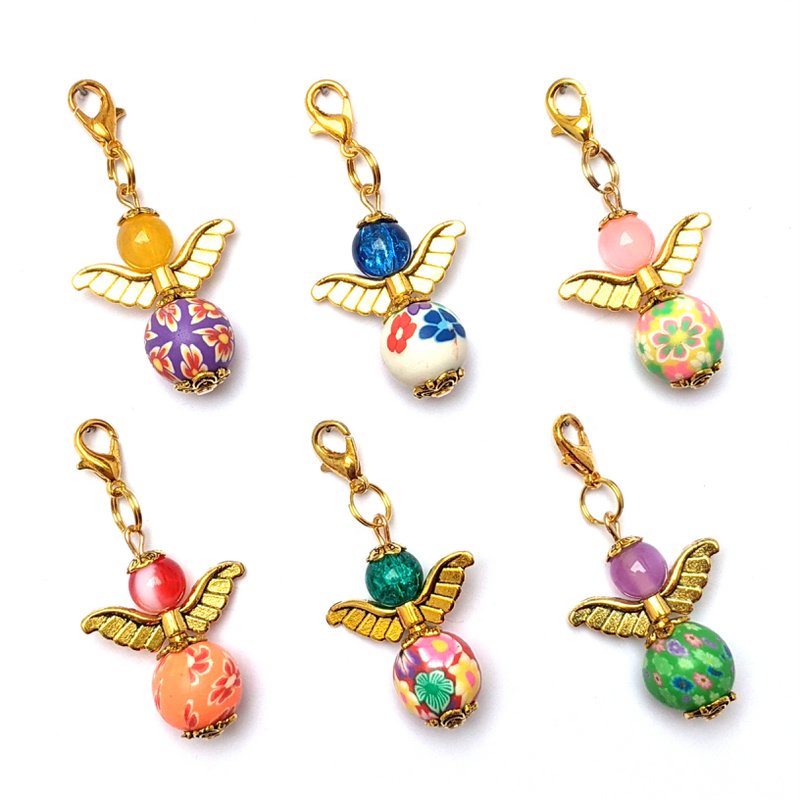 Guardian Angel "Flora" Keychain, 6-serie sæt, guldfarvet