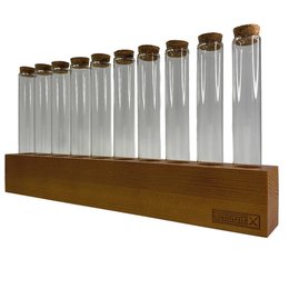 Schutzit - Krydderihylde Træ, der kan hænges - 10 reagensglas med kork - Krydderihylde Træ - Reagensglas i glas