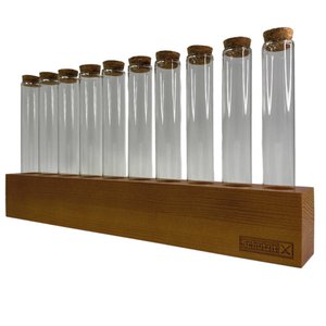 Schutzit - Spice Rack Wood Hangable - 10 Test Tubes with Cork - Spice Rack Wood - Glass Jars Test Tube