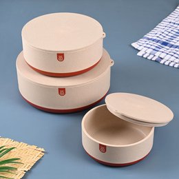 Ecofy Terravo Contenitori Per Cucina | 1200 ml, 2200 ml, 600 ml | Confezione da 3 | Ciotole per la conservazione realizzate con biocomposito di buccia di riso | Ciotola con coperchio | Contenitori antiscivolo ed ermetici certificati TUV