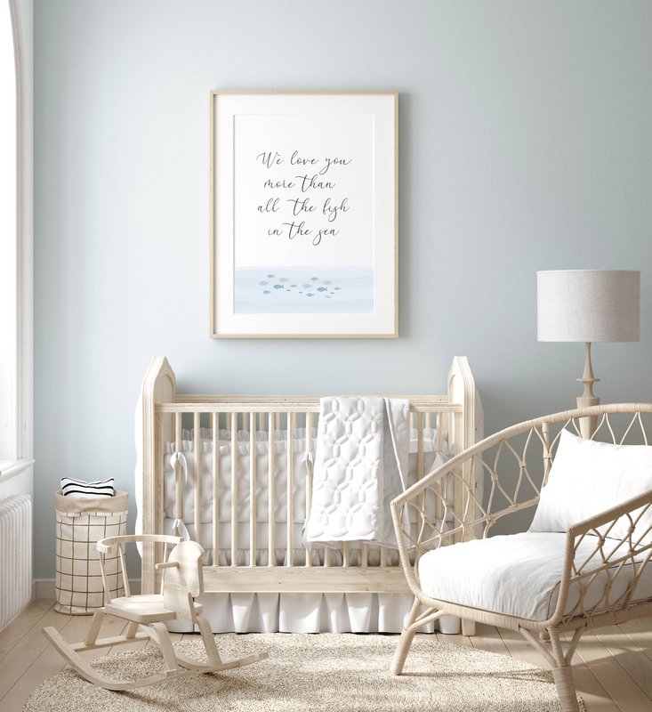 Wir lieben dich mehr als alle Fische im Meer-Poster, Surf-Poster, Surf-Dekor, Surf-Poster, Ozean-Poster, nautischer Kinderzimmer-Druck, Surf-Druck, Strand-Poster, Wellen-Druck, Kinderzimmer-Wandkunst, Kinderzimmer-Druck, Mädchenzimmer-Poster, Jungen 