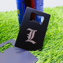 Abridor de botellas de acero inoxidable negro, grabado inicial personalizado, utensilios de barra y cocina
