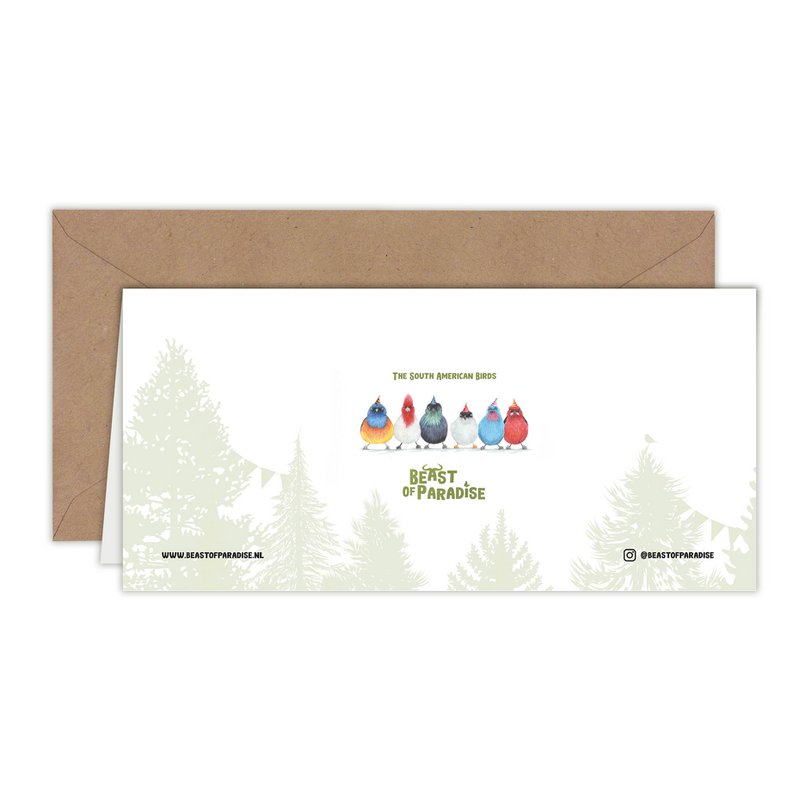 Lindos pájaros de fiesta - Tarjeta de cumpleaños - 21x10cm