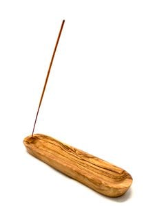 Incense stick holder oval smooth 30 cm made of olive wood