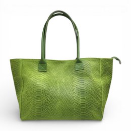 LOLA – Italian Python-Embossed Leather Bag – Grass Green