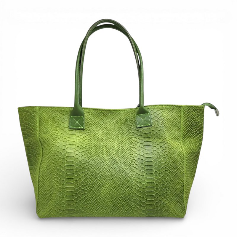LOLA – Italian Python-Embossed Leather Bag – Grass Green