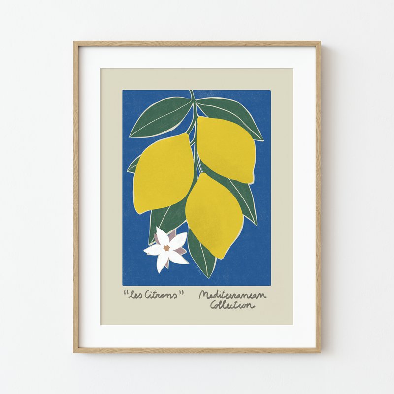 Mediterrane Kollektion – Zitronen-Kunstdruck