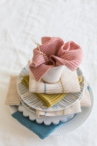 Molly gebreide vaatdoek, roze + streep