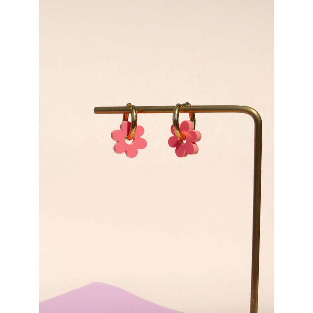 Salmon Flower Stainless Steel Hoops