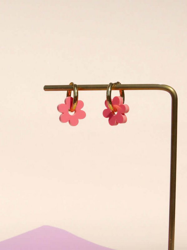 Salmon Flower Stainless Steel Hoops
