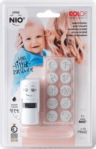 LITTLE NIO - zelfinktende stempel - bevat 10 verwisselbare motieven - babythema - 144x 225 mm
