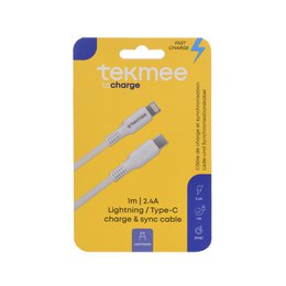 TEKMEE Cable 1M Carga Rápida 20W LIGHTNING/TYPE-C TPE