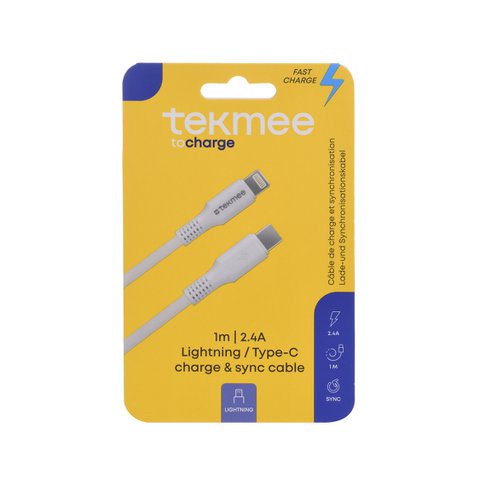 TEKMEE Kabel 1M Schnellladung 20W LIGHTNING/TYP-C TPE