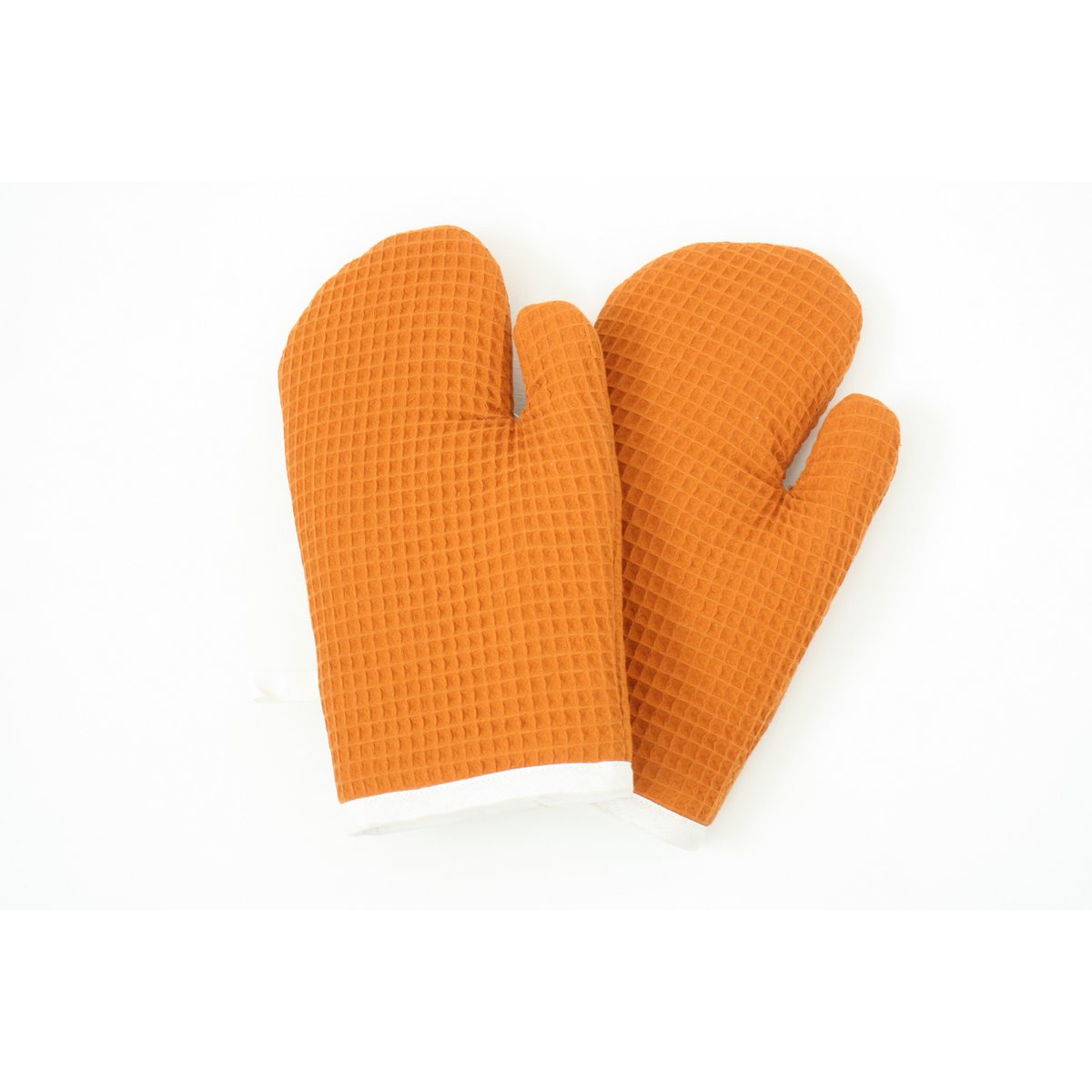 Waffle cloth oven mitts orange