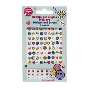 Smiley-Nagelaufkleber und Strasssteine