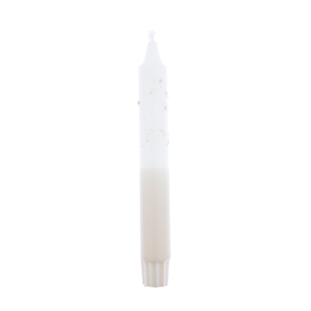 Bougie de table confettis dip-dye blanc/beige