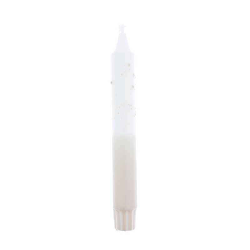 Bougie de table confettis dip-dye blanc/beige