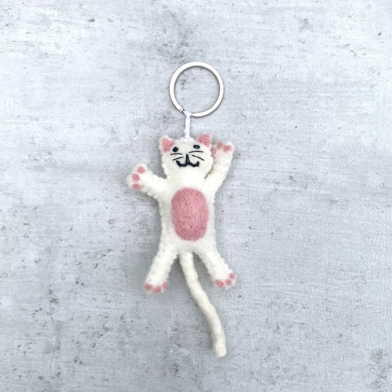 Schlüsselanhänger Katze weiß