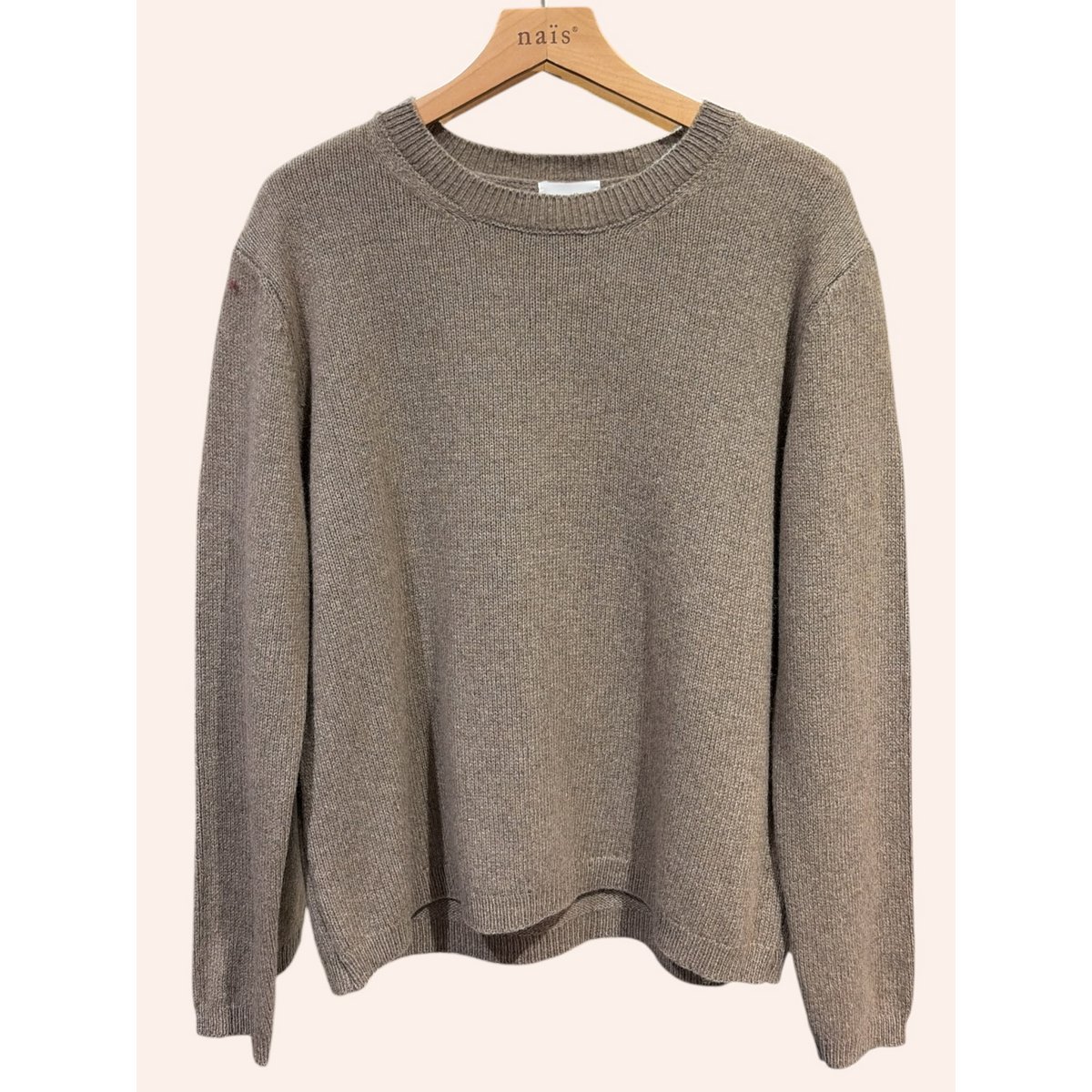 Pull col rond manches longues en 50% cachemire et laine