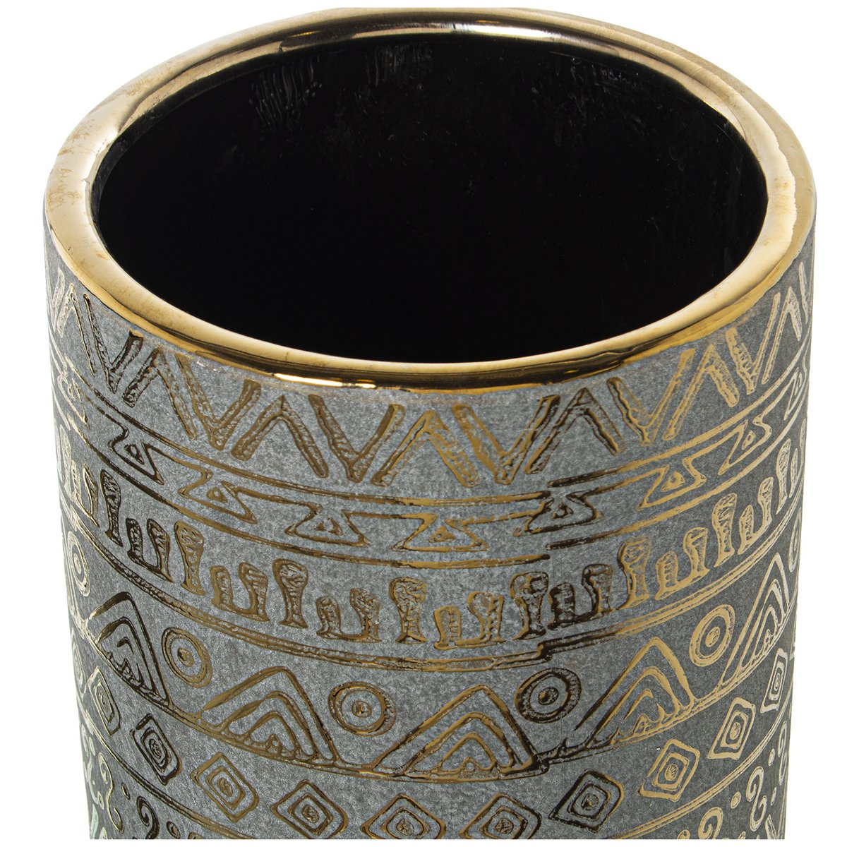 ZIELONY/ZŁOTY WAZON CERAMICZNY °14X36CM LL50236