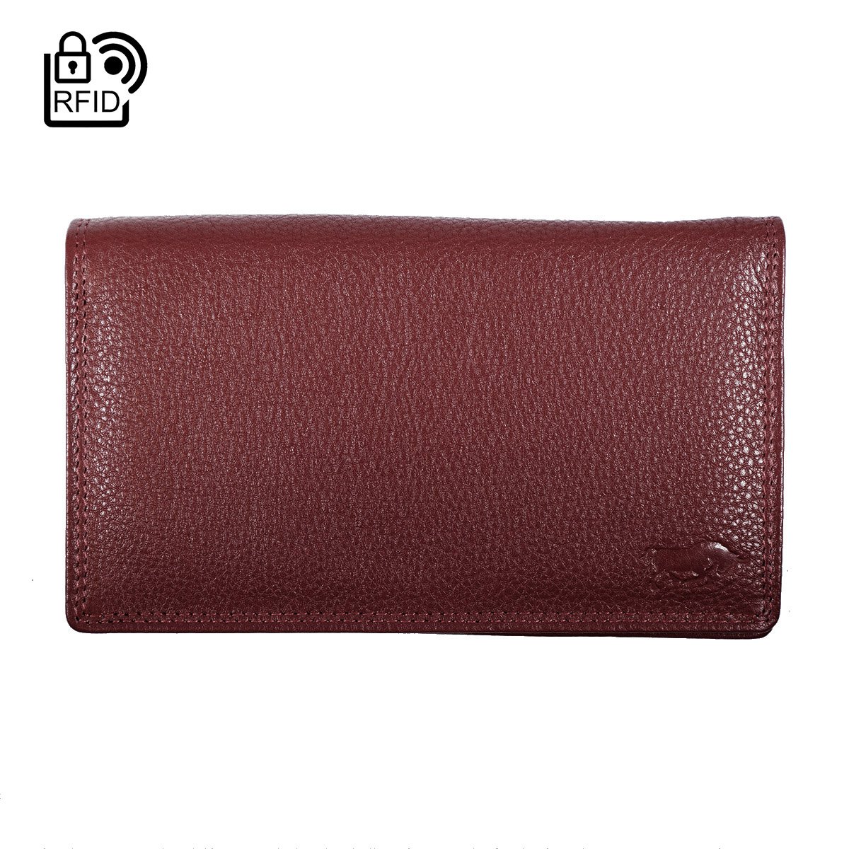 Dames Portemonnee RFID In Rundleer - Grote Dames Portemonnee Anti-Skimming Met Dubbele Klep