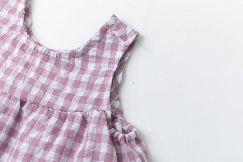 Babyblouse met mauve vichyprint en ruche BGV96544