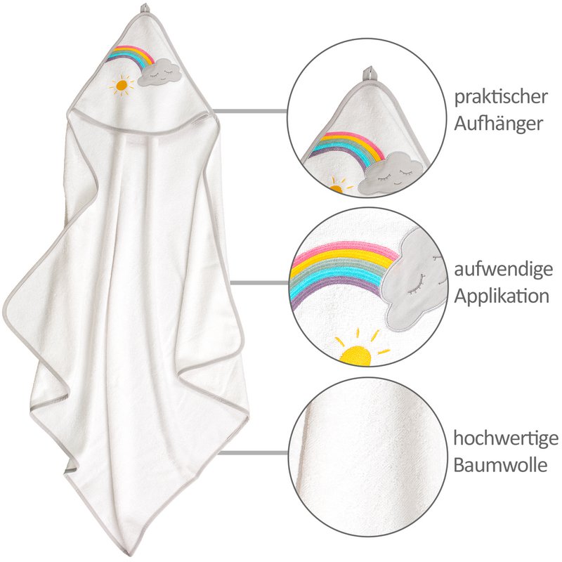 Handdoek met capuchon wolk wit, 100 x 100