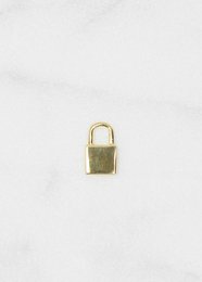 18k gold plated lock charm, small and delicate design, suitable for jewelry or accessory.