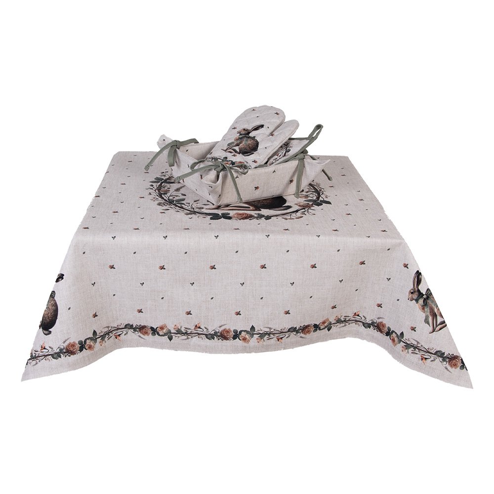 Brotkorb 35x35x8 cm Beige Baumwolle