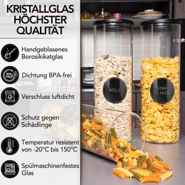 Opbevaringsbriller lavet af borosilikatglas med sort FSC®-certificeret fyrretræ låg