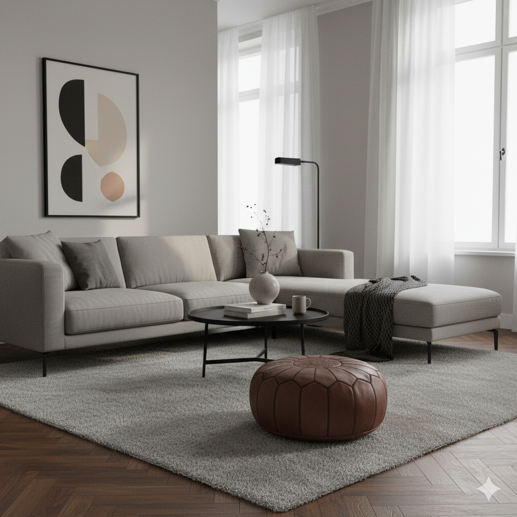 Dark Brown Moroccan Pouf