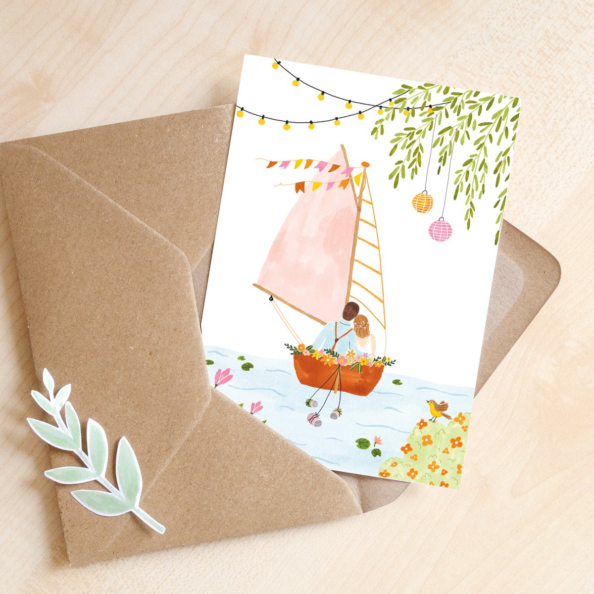 Greeting card | Wedding boat