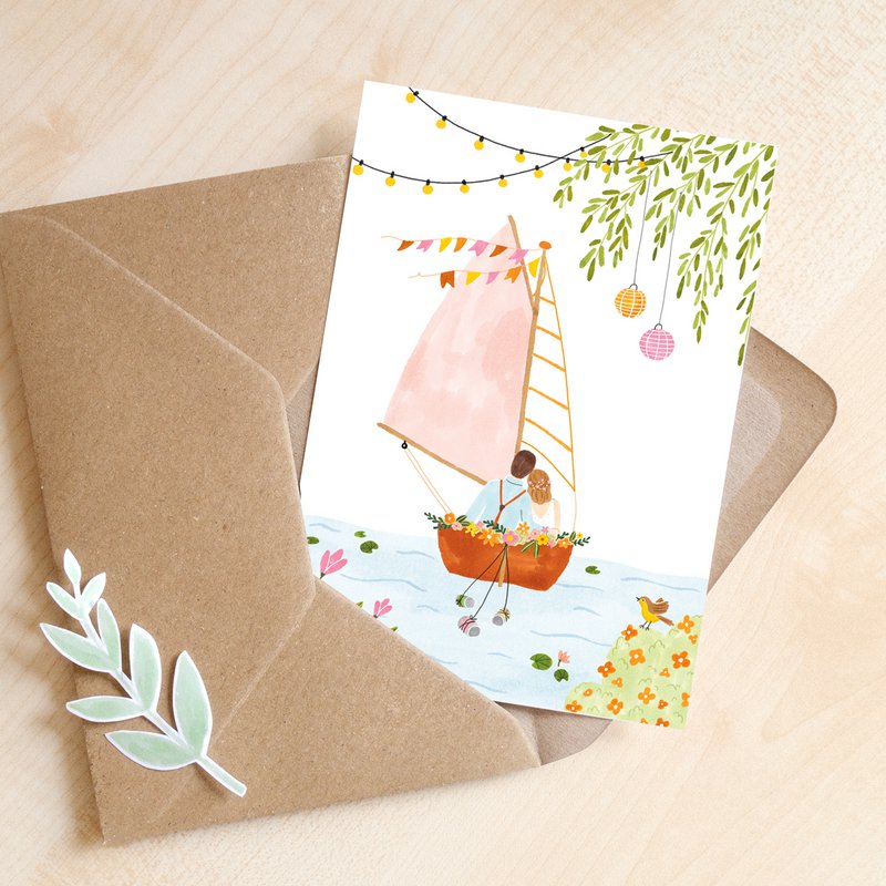 Greeting card | Wedding boat
