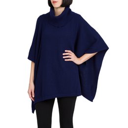 JULIETTE - Poncho largo con cuello alto de mezcla de cachemira