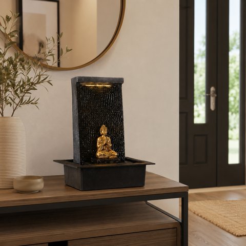 Indoor Fountain - Zenitude - Buddha Statue Led Lighting - Zen and Relaxation Atmosphere - Deco Idea