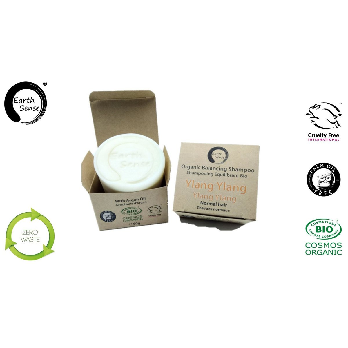 Bio -zertifizierter Ausgleich solides Shampoo - Ylang Ylang - Normal & alle Haartypen 60g