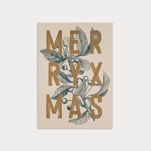 Postkarte / Typo / Merry Xmas / Teal