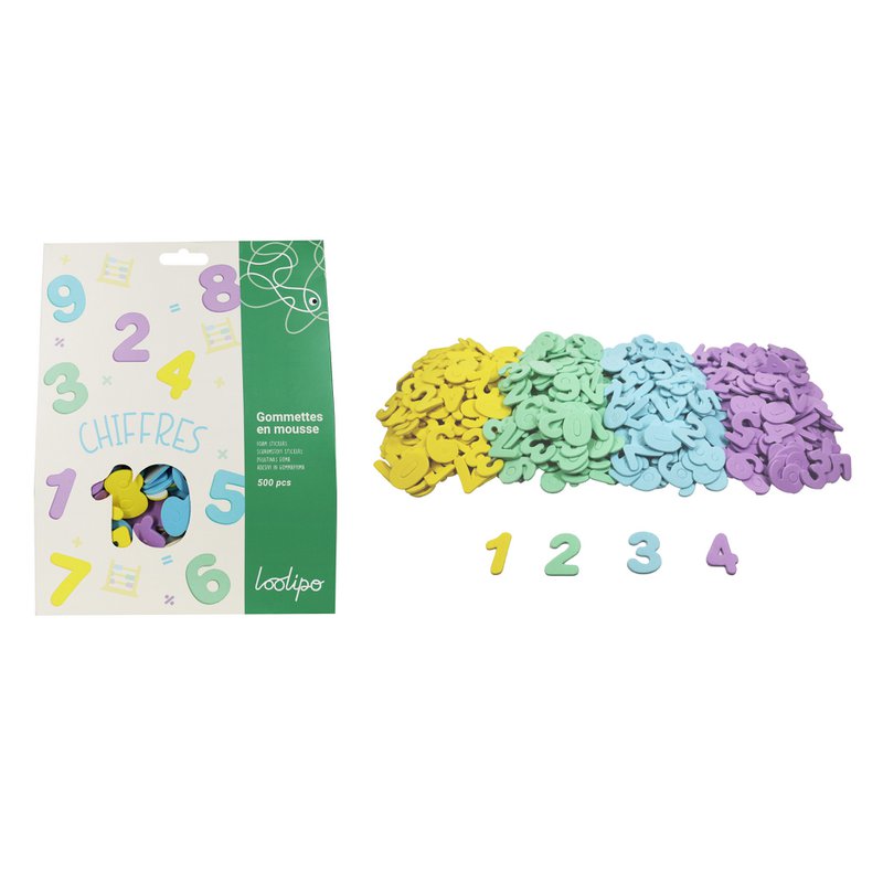 Allungamenti in schiuma - Numeri - Ø 3 cm - 520 pezzi - Colori corrispondenti