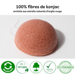 Natural Konjac Sponge for Face with Red Clay