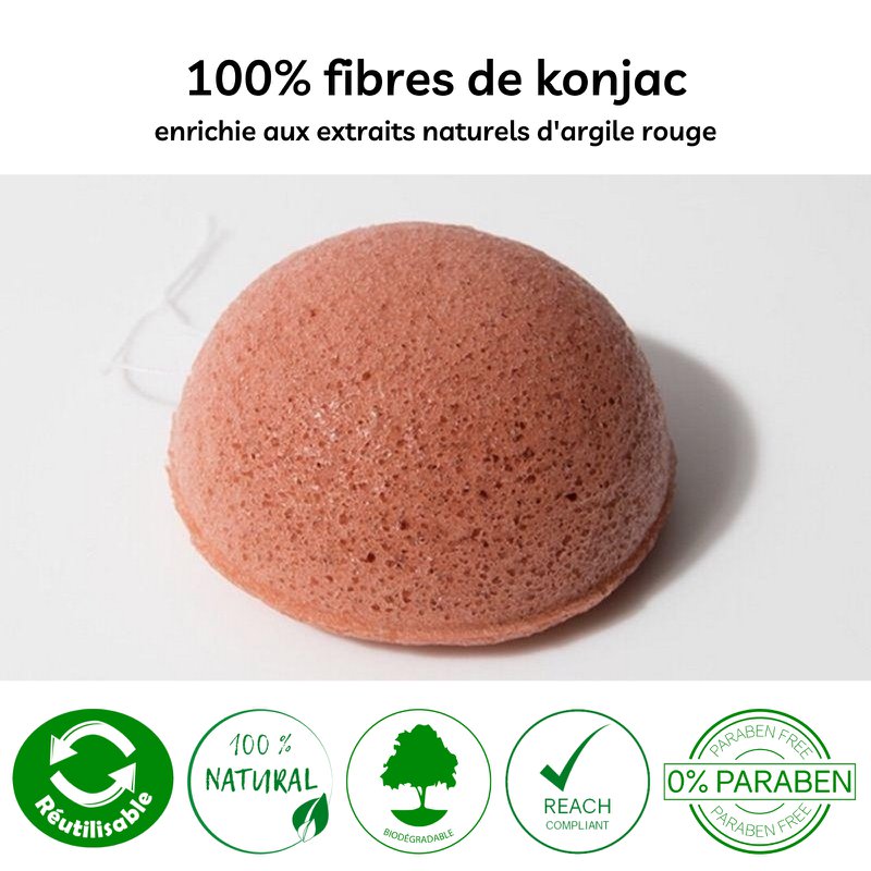 Natural Konjac Sponge for Face with Red Clay