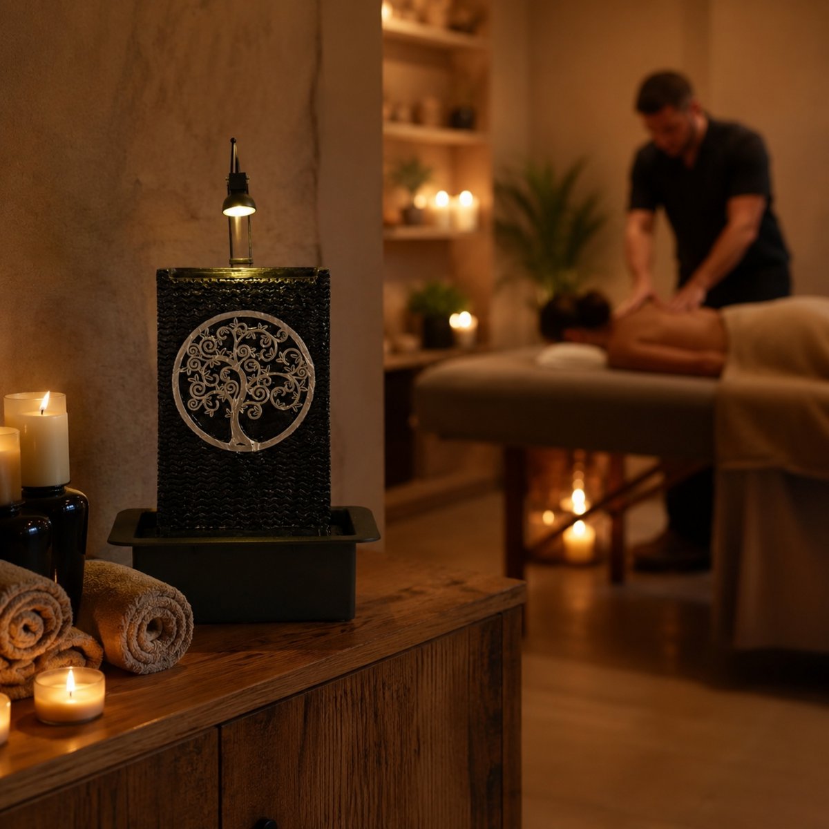 Binnenfontein - Levensboom - Waterval Watermuur Led-verlichting - Decoratie en cadeau-idee - Snelle installatie
